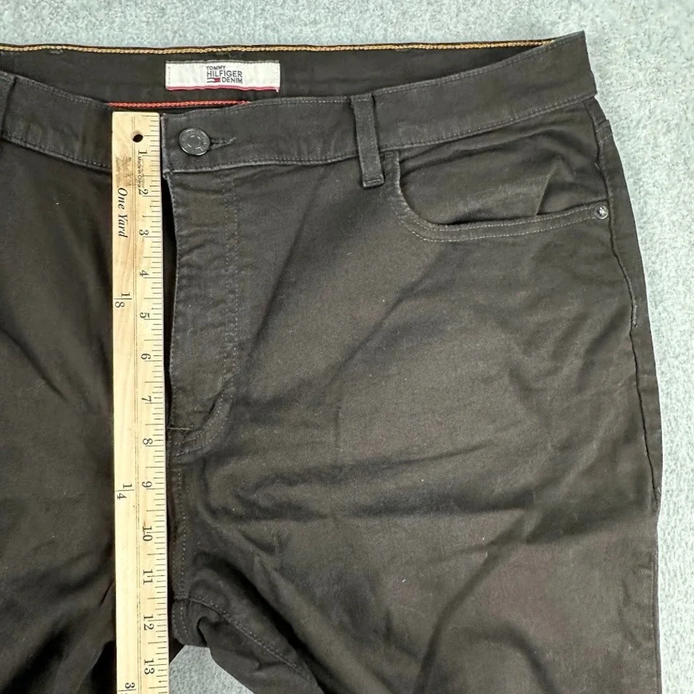 Tommy Hilfiger Mens‎ Black Jeans 40x30 Straight Fit Dark Wash Denim